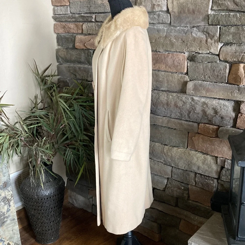 Vintage J.J. O’Donnell 100% Pure Cashmere Mink Collar Long Coat